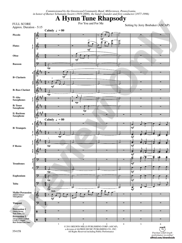 A Hymn Tune Rhapsody - Concert Band Conductor Score & Parts (Digital Download)