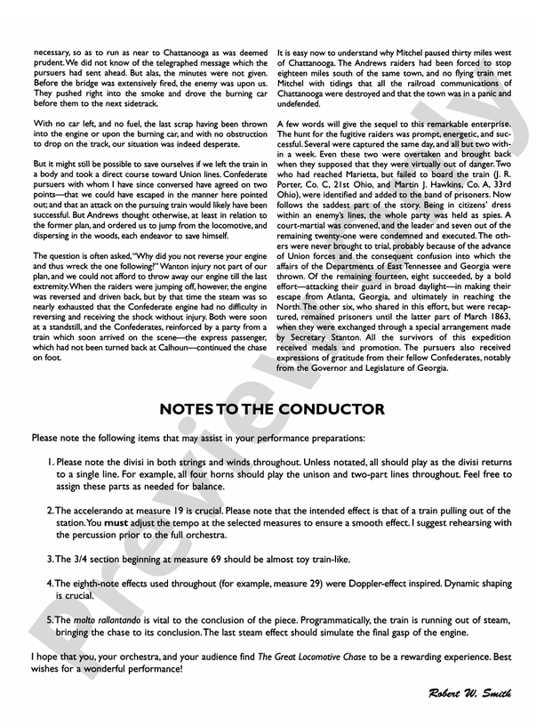 The Great Locomotive Chase – Full Orchestra Conductor Score & Parts (Digital Download)