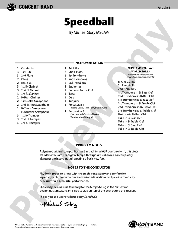Speedball - Concert Band Conductor Score & Parts (Digital Download)