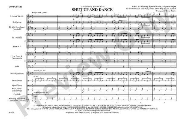 Shut Up and Dance – Marching Band Conductor Score & Parts (Digital Download)