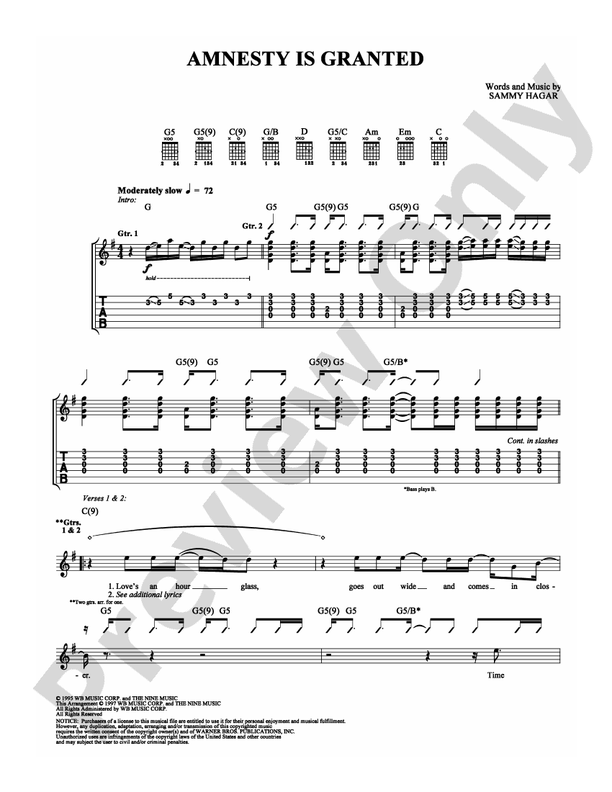 Amnesty is Granted - Guitar TAB (Digital Download)