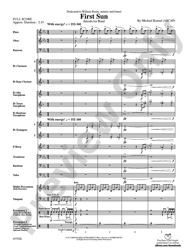 First Sun - Concert Band Conductor Score & Parts (Digital Download)