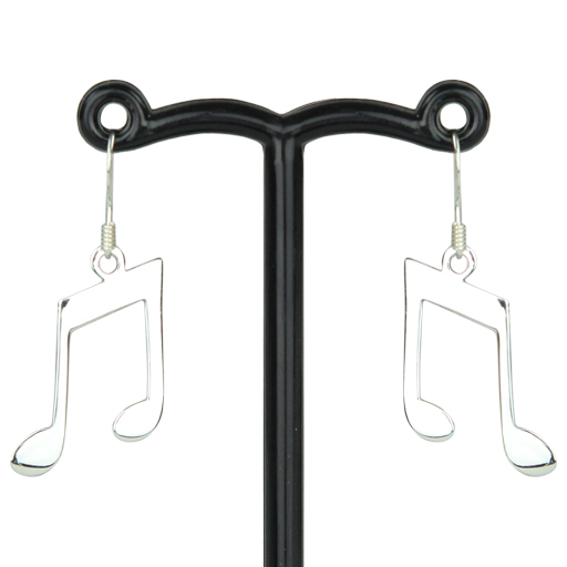 Double Quaver Drop Earrings in Sterling Silver