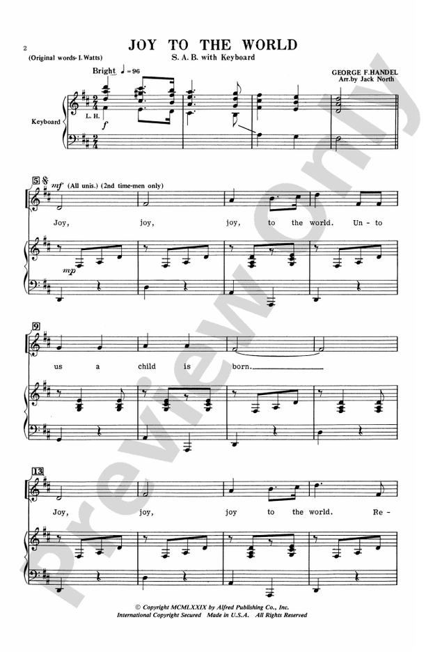 Joy to the World – 3 Part Mixed Choral Octavo (Digital Download)