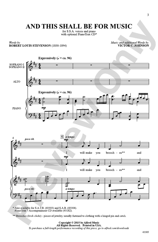 And This Shall Be for Music - SSA Choral Octavo (Digital Download)