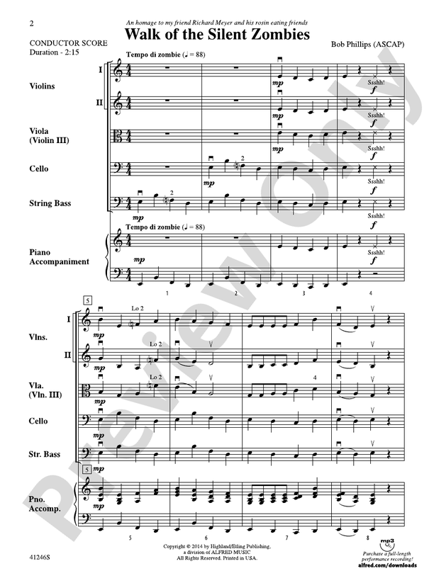 Walk of the Silent Zombies – String Orchestra Conductor Score & Parts (Digital Download)