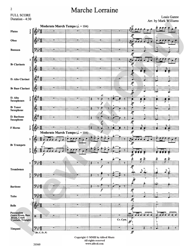 Marche Lorraine - Concert Band Conductor Score & Parts (Digital Download)