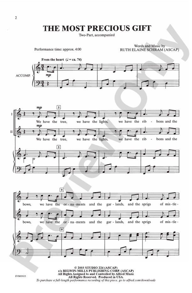 The Most Precious Gift - 2-Part Choral Octavo (Digital Download)