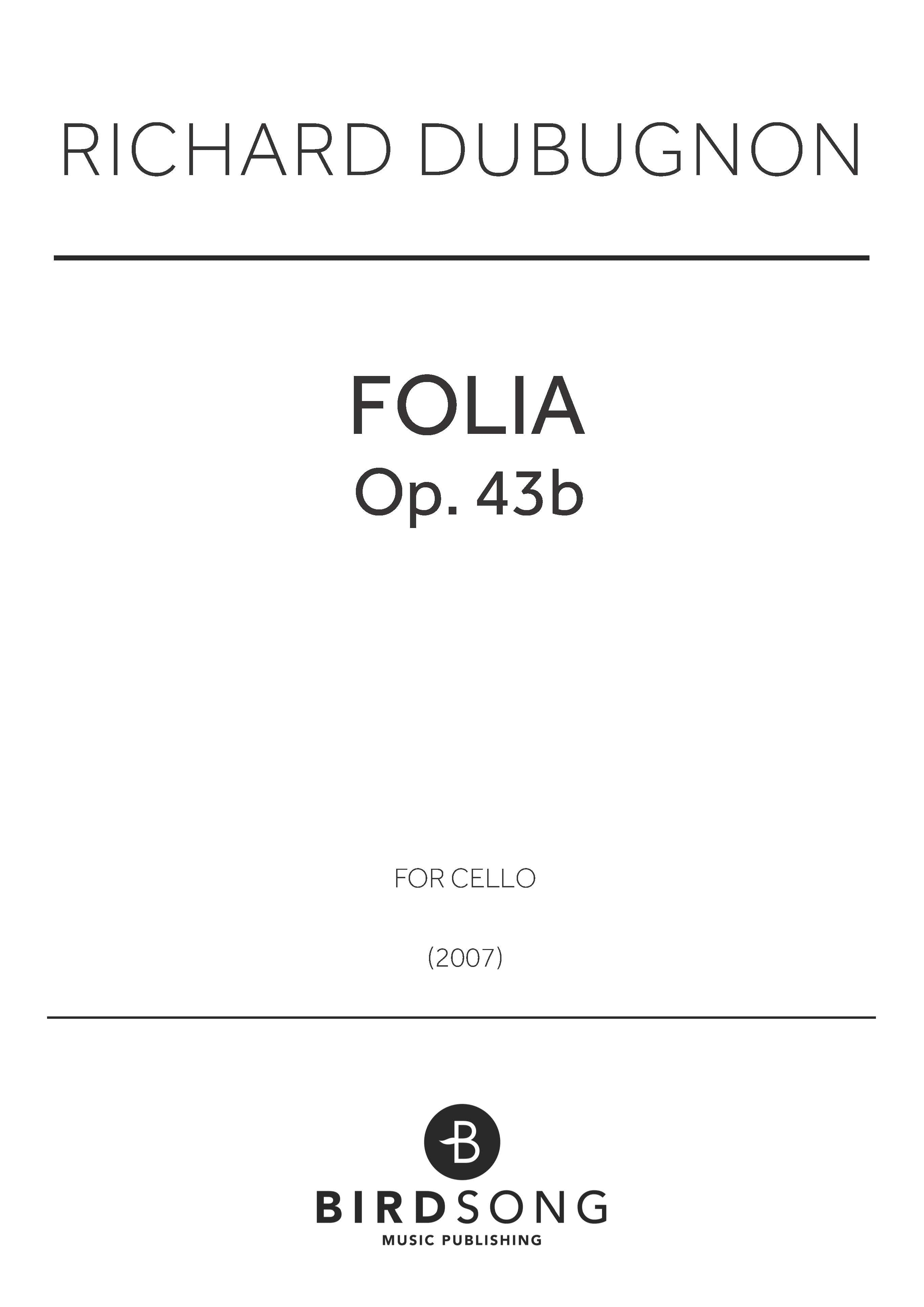 Folia - Richard Dubugnon - Cello (Digital Download)