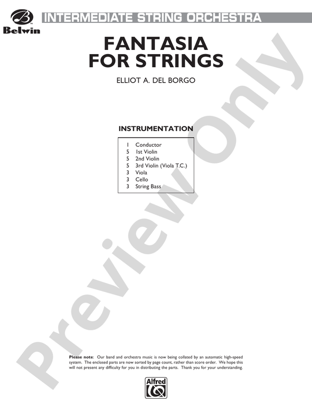 Fantasia for Strings – String Orchestra Conductor Score & Parts (Digital Download)
