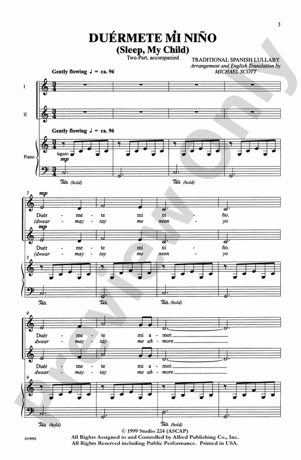 Duérmete Mi Niño (Sleep, My Child) – 2-Part Choral Octavo (Digital Download)