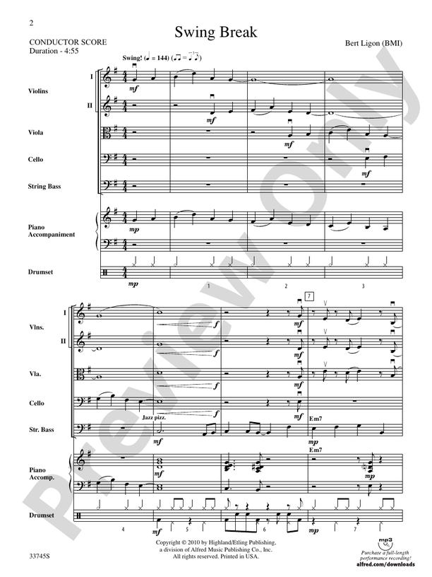 Swing Break – String Orchestra Conductor Score & Parts (Digital Download)