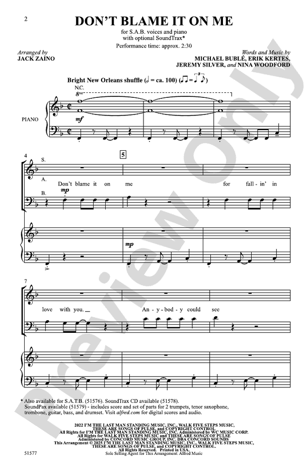 Don't Blame It on Me - SAB Choral Octavo (Digital Download)