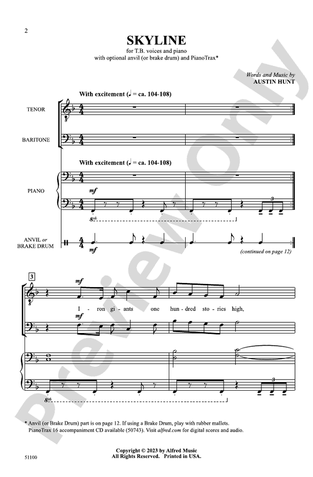 Skyline - TB Choral Octavo (Digital Download)