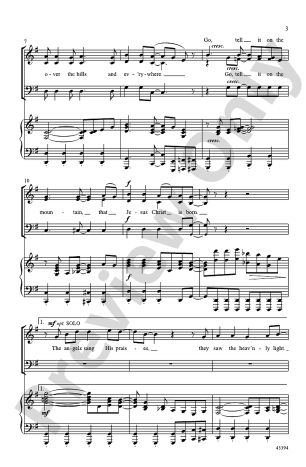 Go, Tell It on the Mountain - Arr. Donald Moore – SAB Choral Octavo (Digital Download)