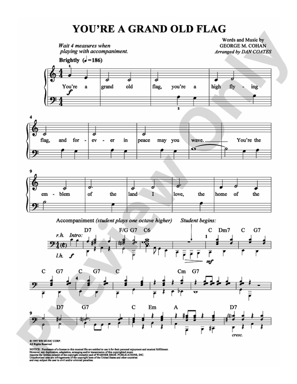 You're a Grand Old Flag - Arr. Dan Coates (DSM-PS-0002639) - Easy Piano (Digital Download)