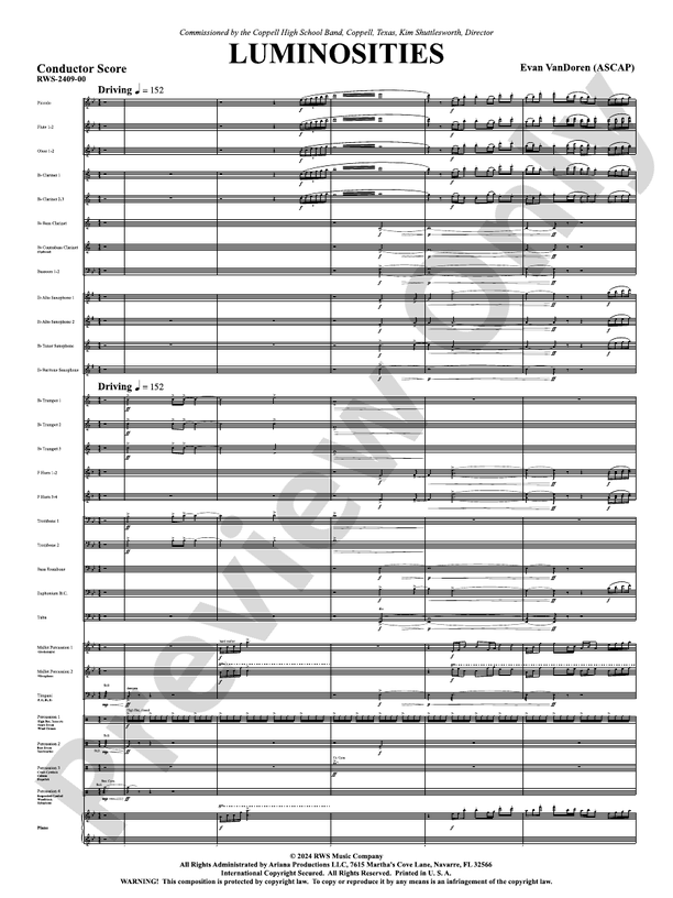 Luminosities - Concert Band Conductor Score & Parts (Digital Download)