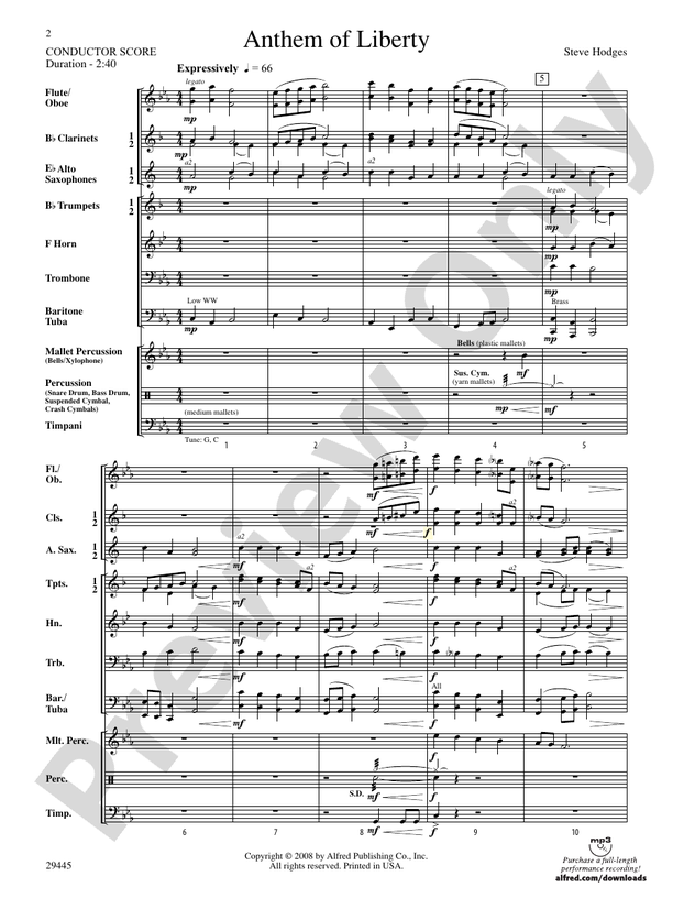 Anthem of Liberty - Concert Band Conductor Score & Parts (Digital Download)