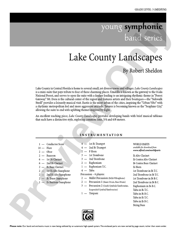 Lake County Landscapes - Concert Band Conductor Score & Parts (Digital Download)