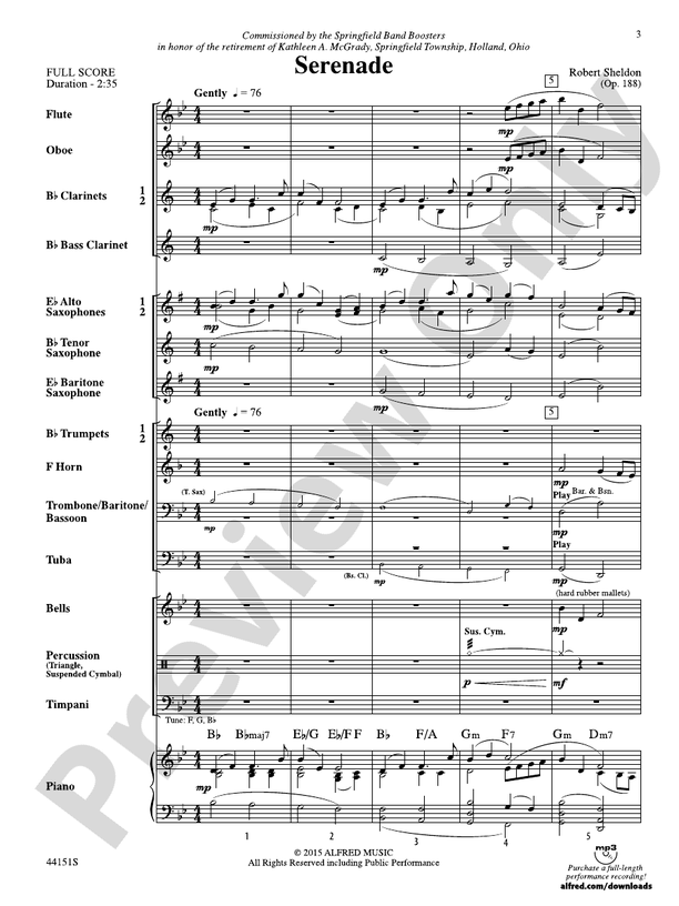 Serenade - Concert Band Conductor Score & Parts (Digital Download)