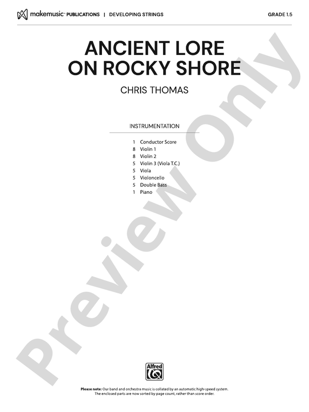 Ancient Lore on Rocky Shore - String Orchestra Conductor Score & Parts (Digital Download)