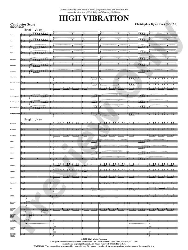 High Vibration - Concert Band Conductor Score & Parts(Digital Download)