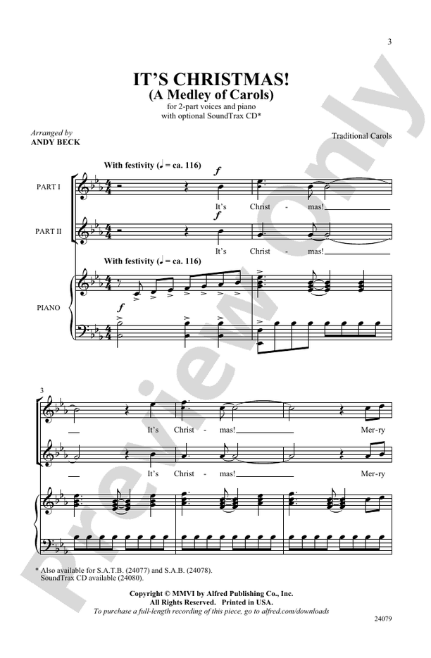 It's Christmas! (A Medley of Carols) – 2-Part Choral Octavo - Digital Sheet Music Download (Digital Download)