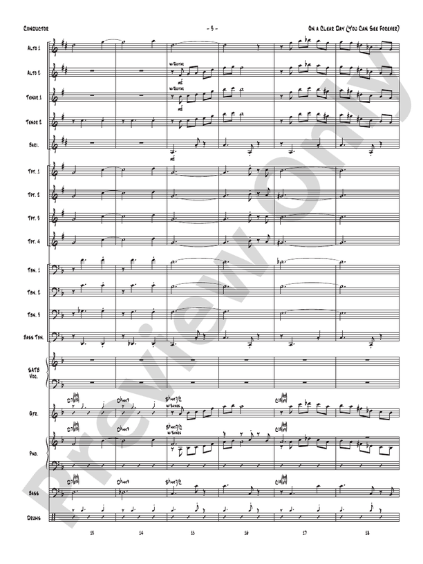 On a Clear Day (You Can See Forever) - Jazz Ensemble Conductor Score & Parts(Digital Download)