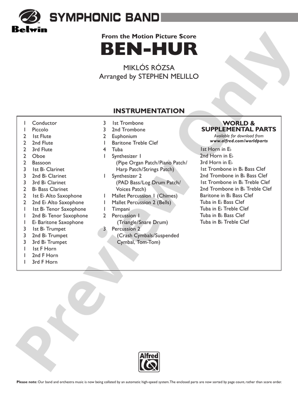 Ben-Hur - Concert Band Conductor Score & Parts (Digital Download)
