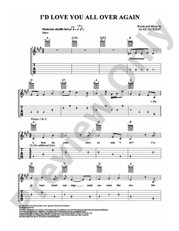 I'd Love You All Over Again - Easy Guitar (Digital Download)