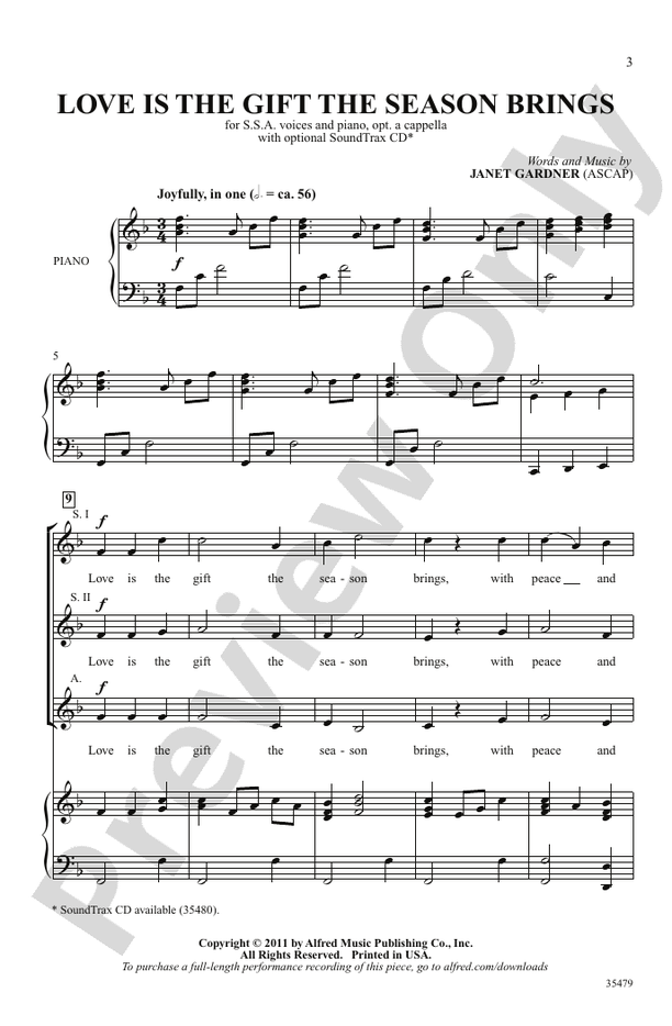 Love Is the Gift the Season Brings – SSA Choral Octavo (Digital Download)