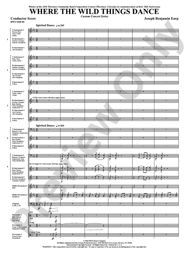 Where the Wild Things Dance - Concert Band Conductor Score & Parts (Digital Download)