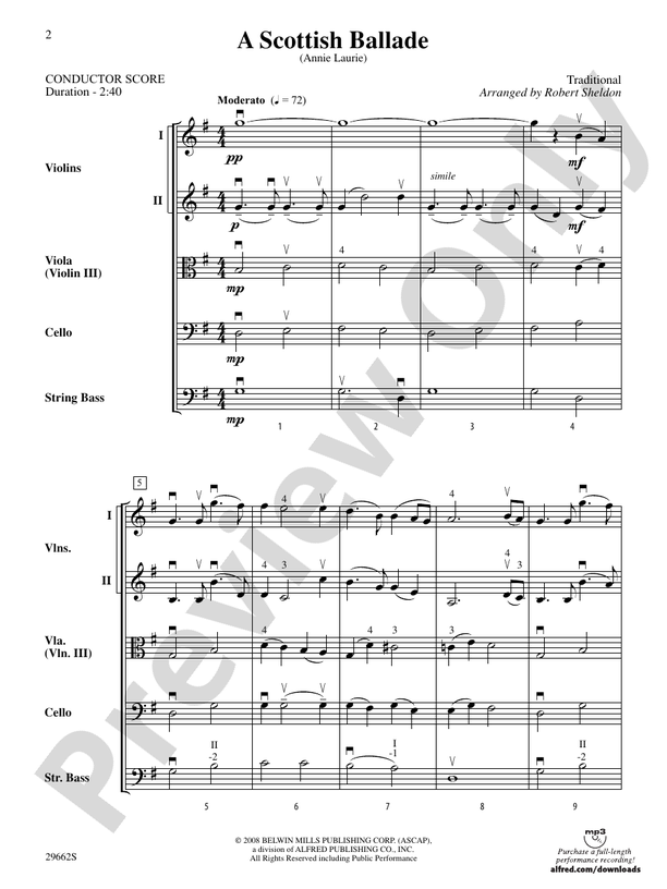 A Scottish Ballade (Annie Laurie) – String Orchestra Conductor Score & Parts (Digital Download)