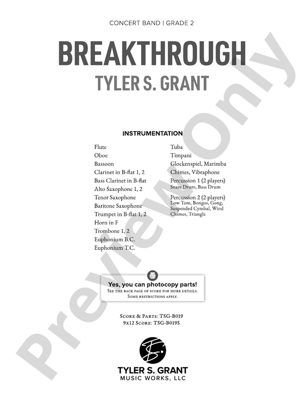 Breakthrough (Grade 2) - Concert Band Conductor Score & Parts (Digital Download)
