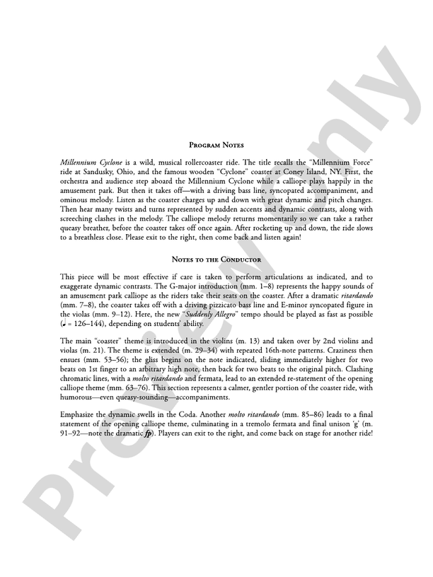 Millennium Cyclone - String Orchestra Conductor Score & Parts (Digital Download)