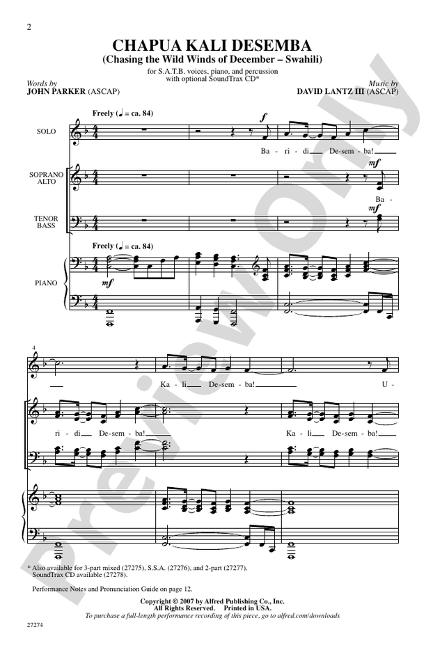Chapua Kali Desemba (Chasing the Wild Winds of December - Swahili) – SATB Choral Octavo (Digital Download)