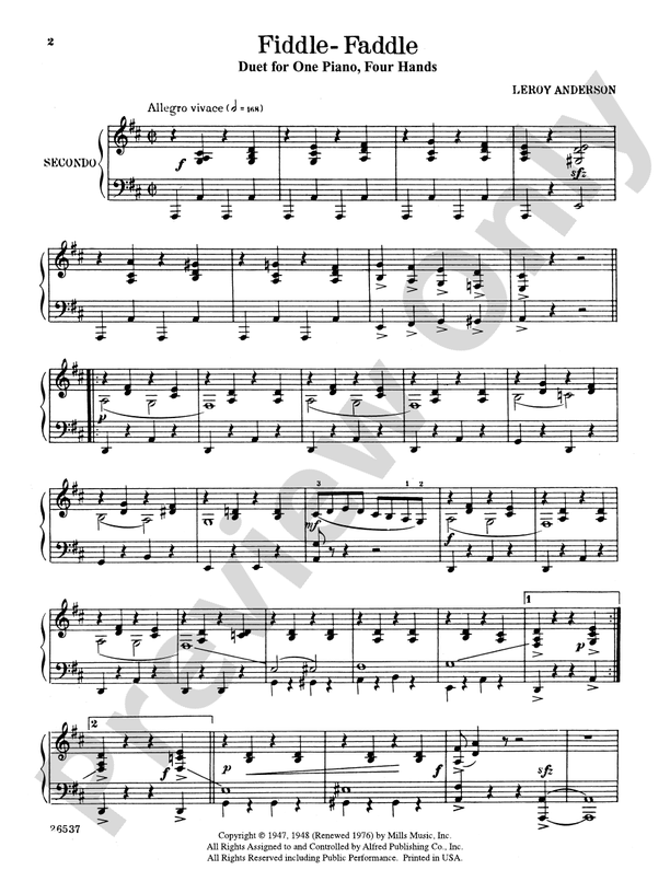 Fiddle-Faddle - 1 Piano, 4 Hands (Digital Download)