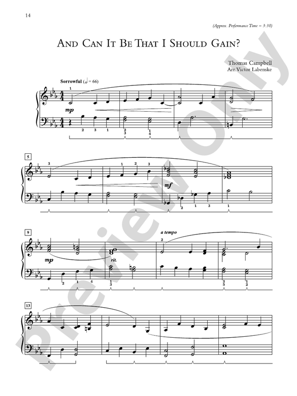 And Can It Be That I Should Gain? - Piano Solo (Digital Download)