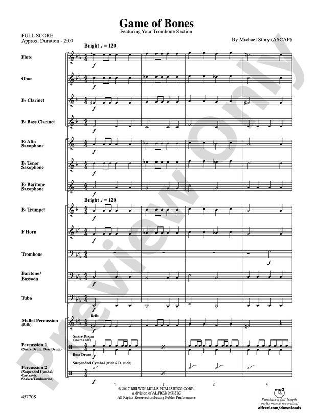 Game of Bones - Concert Band Conductor Score & Parts (Digital Download)
