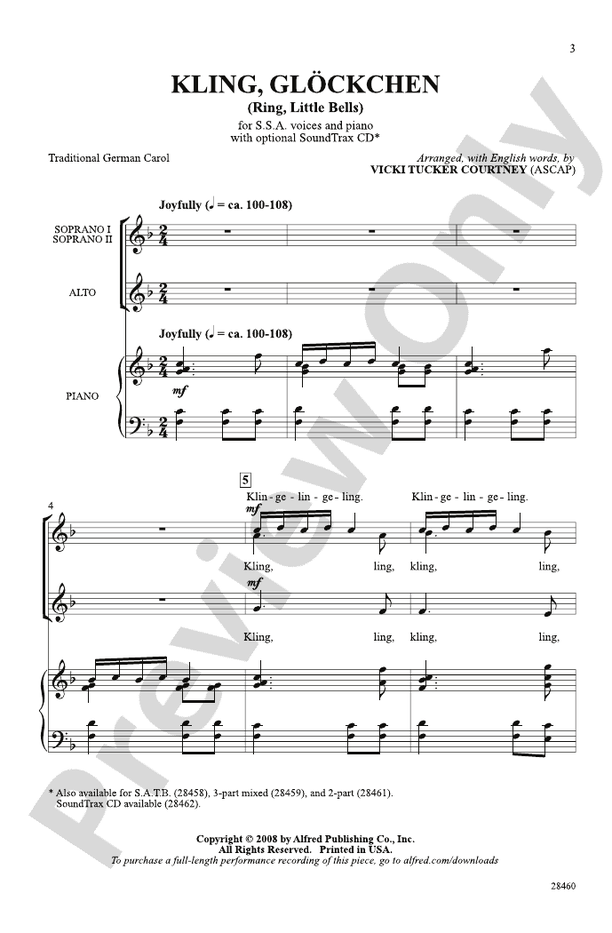 Kling, Glockchen (Ring, Little Bells) – SSA Choral Octavo (Digital Download)