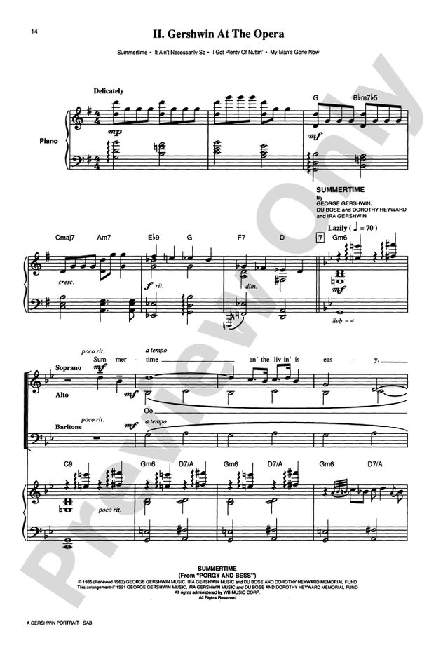 A Gershwin Portrait! The Music of George and Ira Gershwin - SAB Choral Octavo (Digital Download)