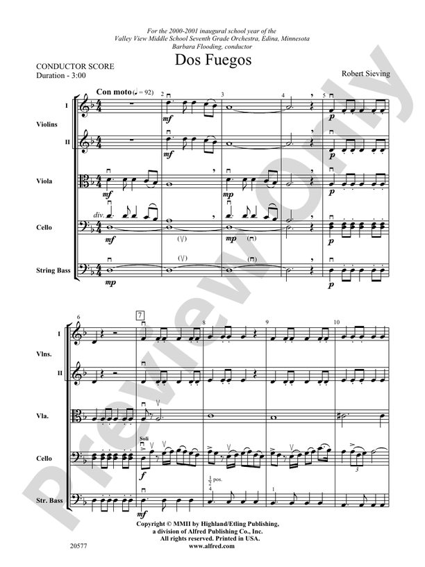 Dos Fuegos – String Orchestra Conductor Score & Parts (Digital Download)