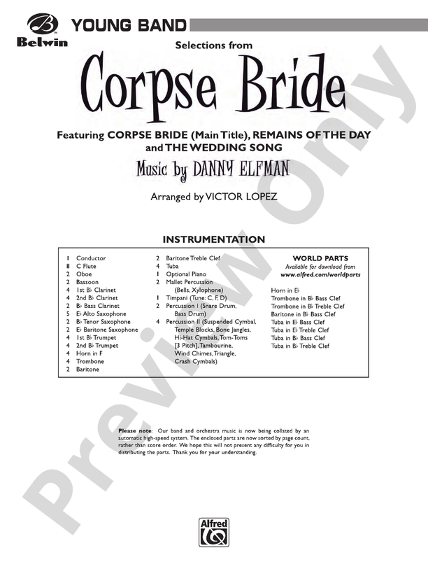 Corpse Bride, Selections from - Concert Band Conductor Score & Parts (Digital Download)