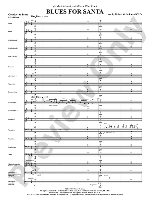 Blues for Santa - Concert Band Conductor Score & Parts (Digital Download)