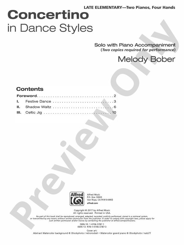 Concertino in Dance Styles: Solo with Piano Accompaniment - 2 Pianos, 4 Hands (Digital Download)
