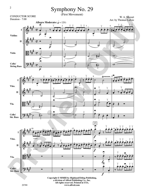 Symphony No. 29 (1st Movement) – String Orchestra Conductor Score & Parts (Digital Download)
