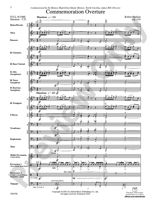 Commemoration Overture - Concert Band Conductor Score & Parts (Digital Download)