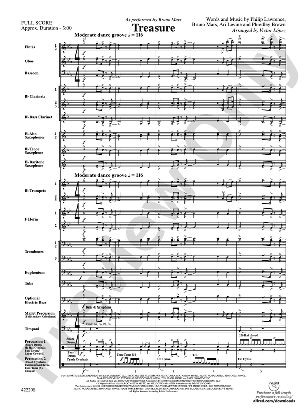 Treasure - Concert Band Conductor Score & Parts (Digital Download)