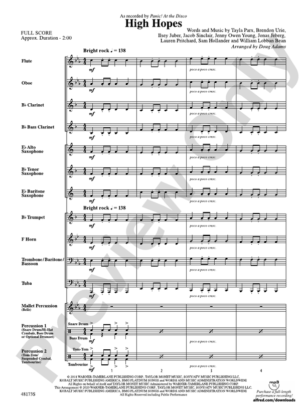 High Hopes - Concert Band Conductor Score & Parts (Digital Download)