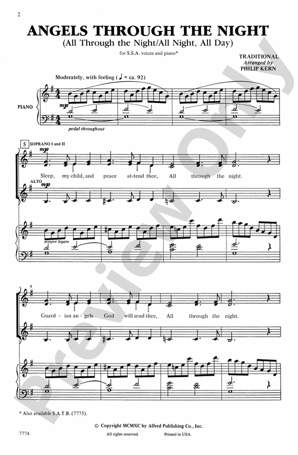 Angels Through the Night – SSA Choral Octavo (Digital Download)